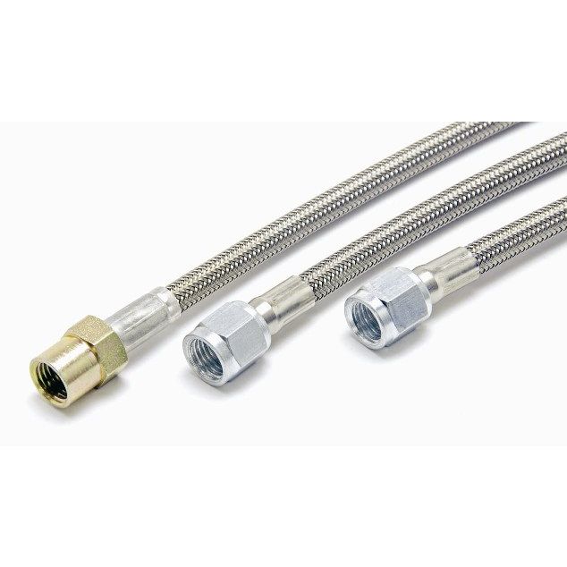Stainless Steel Braided Line: Double -4 AN: Female: 11 in.: w/Bleeder Screw