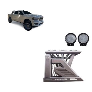 Black Horse Off Road Armour II Roll Bar W/Basket Kit Black Steel AR2-01BA1-PL69B