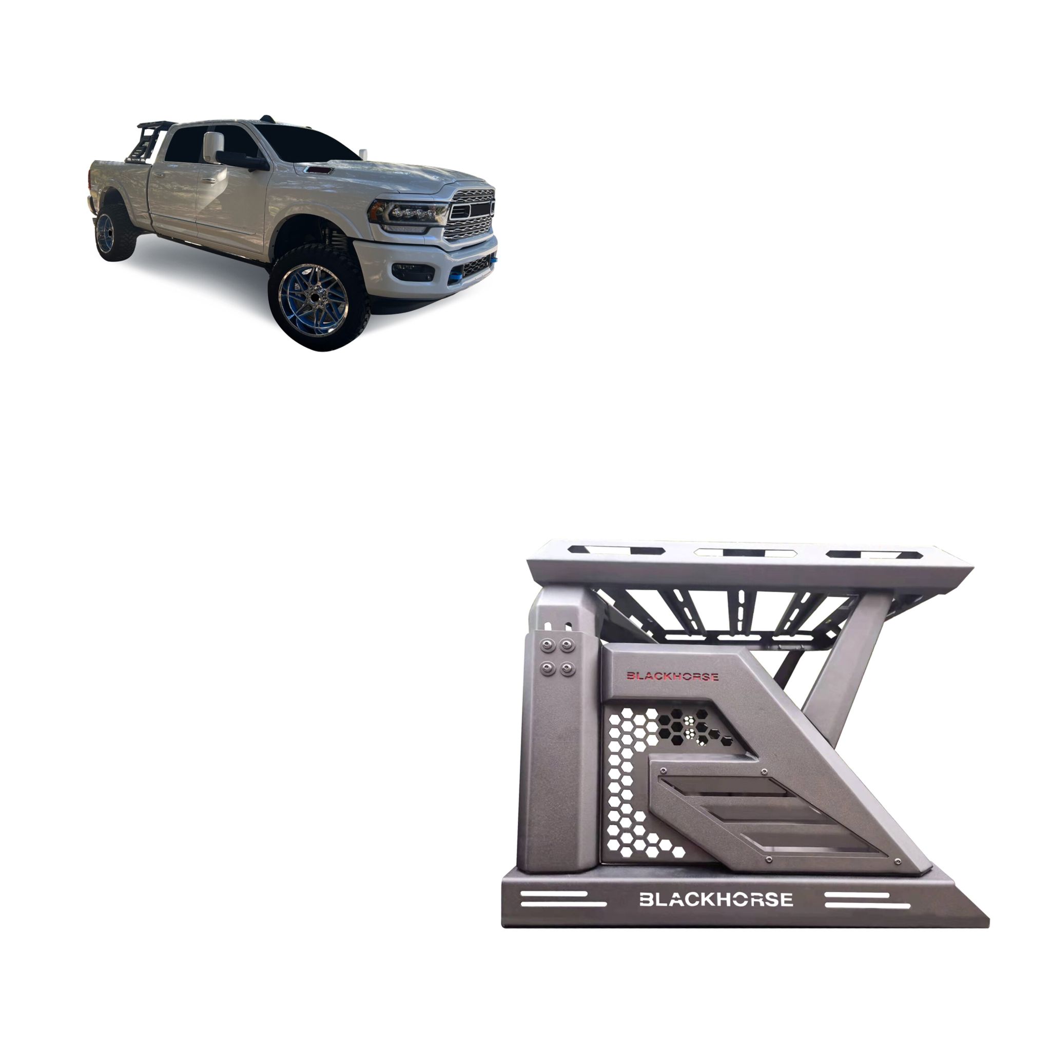 Black Horse Off Road Armour II Roll Bar W/Basket Black Steel AR2-01BA1