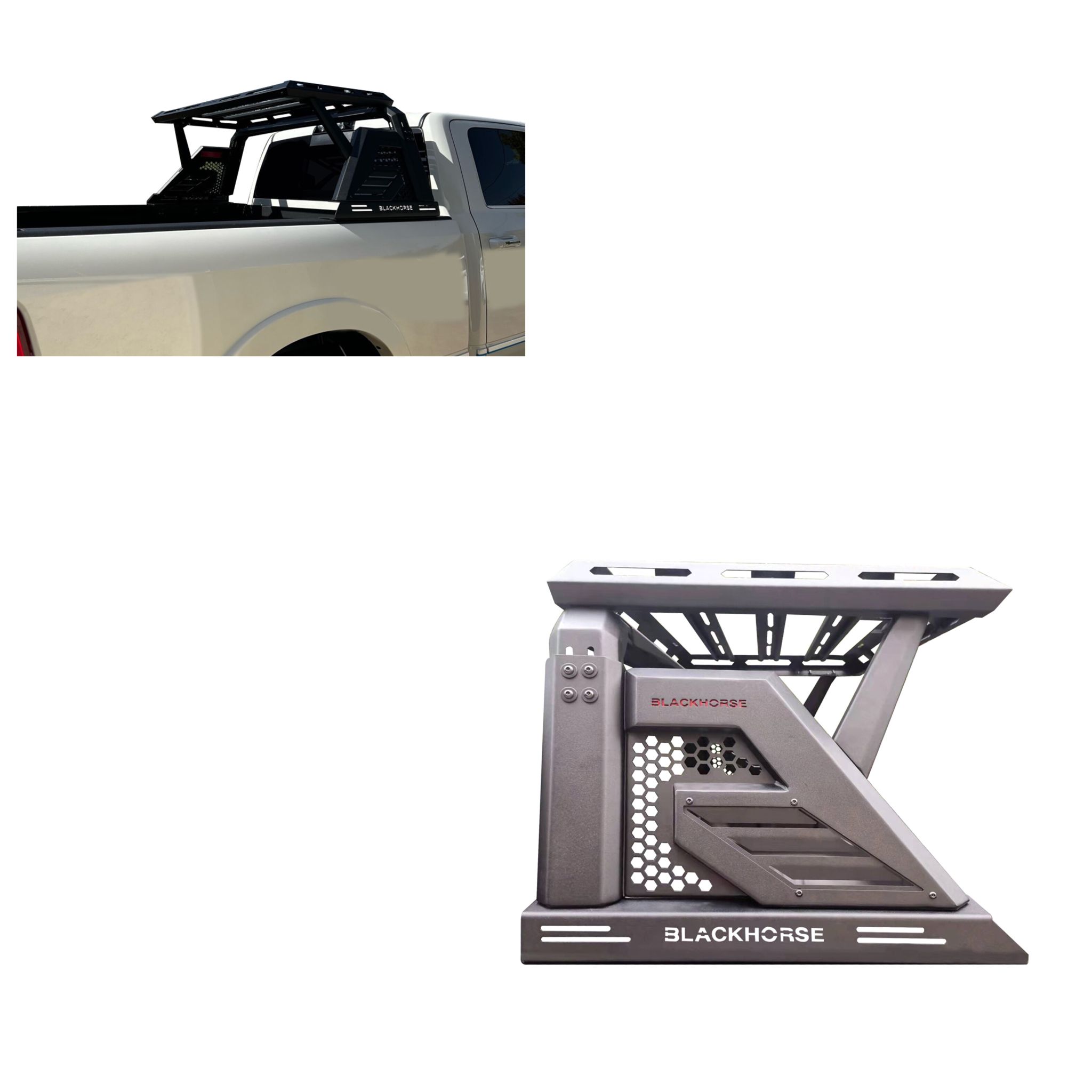 Black Horse Off Road Armour II Roll Bar W/Basket Black Steel AR2-03BA3