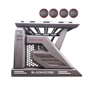 Black Horse Off Road Armour II Roll Bar W/Basket Kit Black Steel AR2-04BA3-PLFR