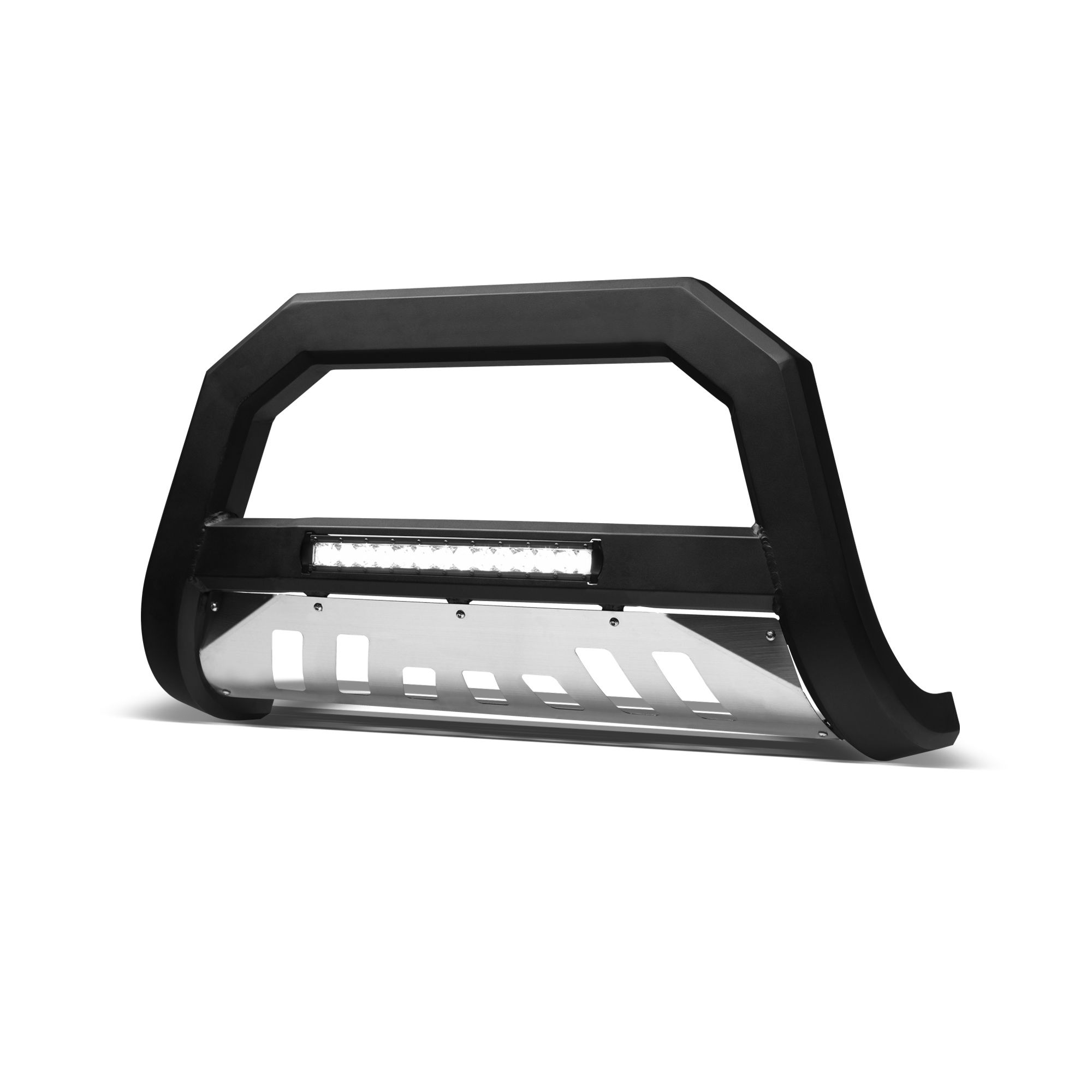 Armordillo 2000-2004 Nissan Frontier AR Series Bull Bar W/LED - Matte Black W/Aluminum Skid Plate