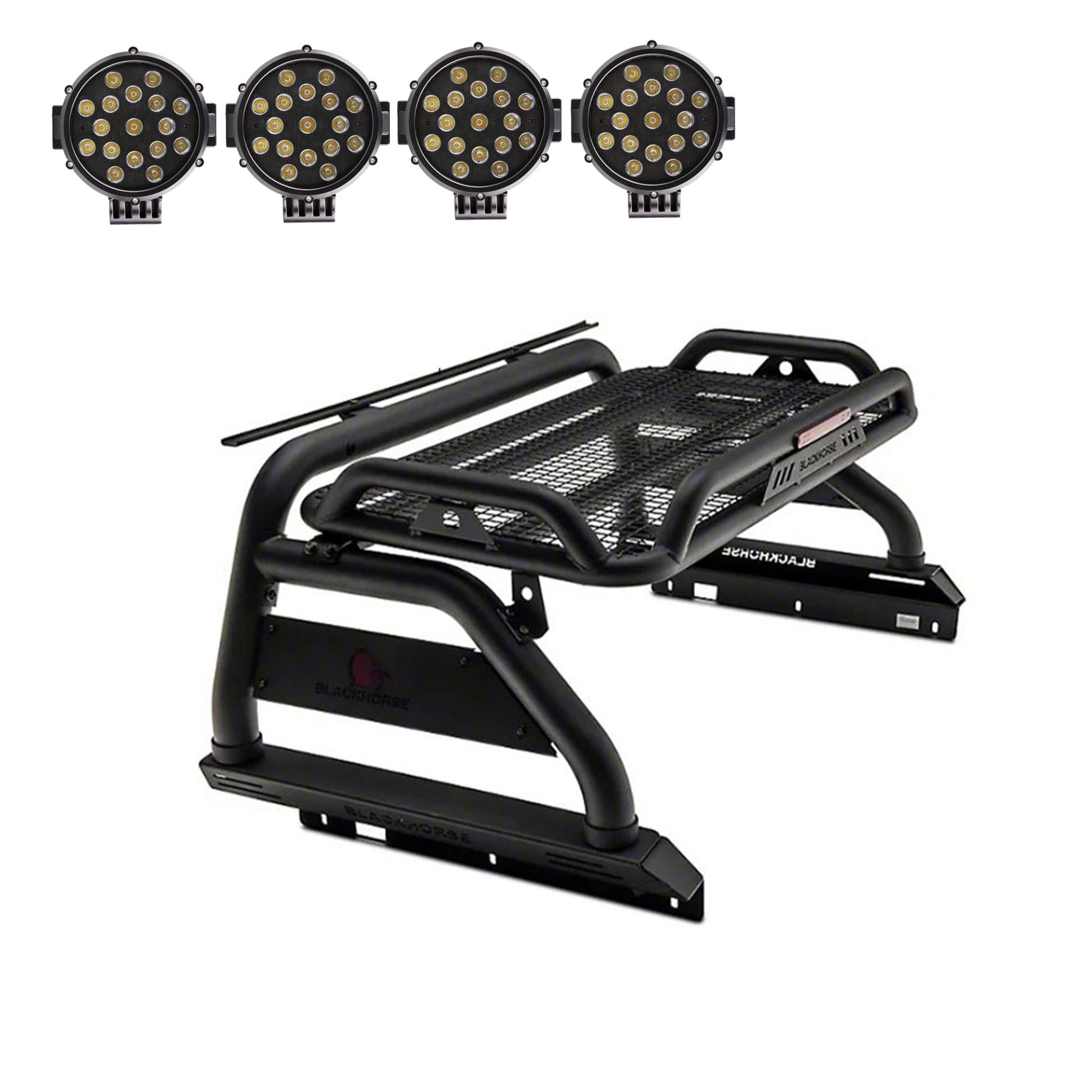 Black Horse Off Road Atlas Roll Bar Kit Black Steel ATRB5BK-PLB