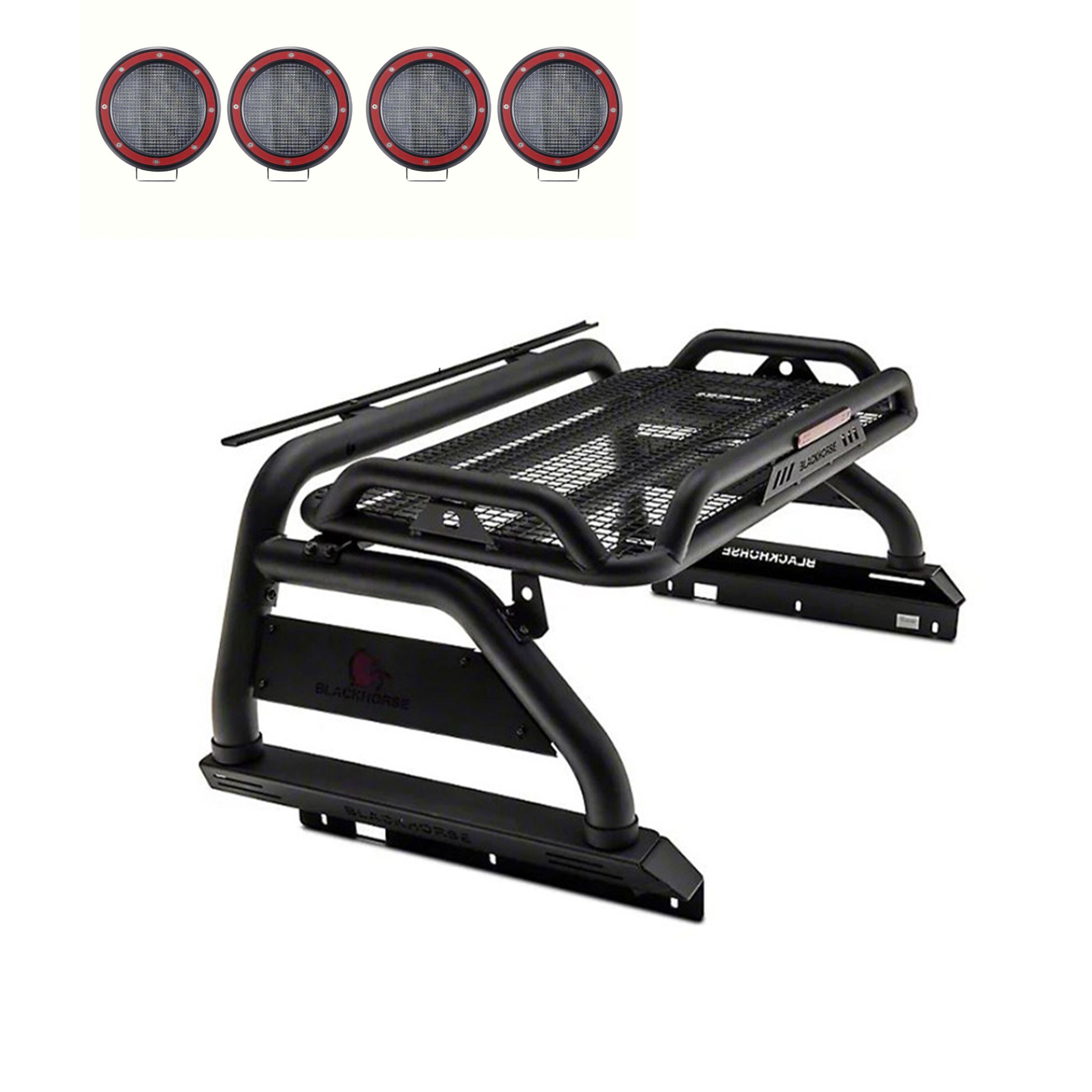 Black Horse Off Road Atlas Roll Bar Kit Black Steel ATRB7BK-PLFR