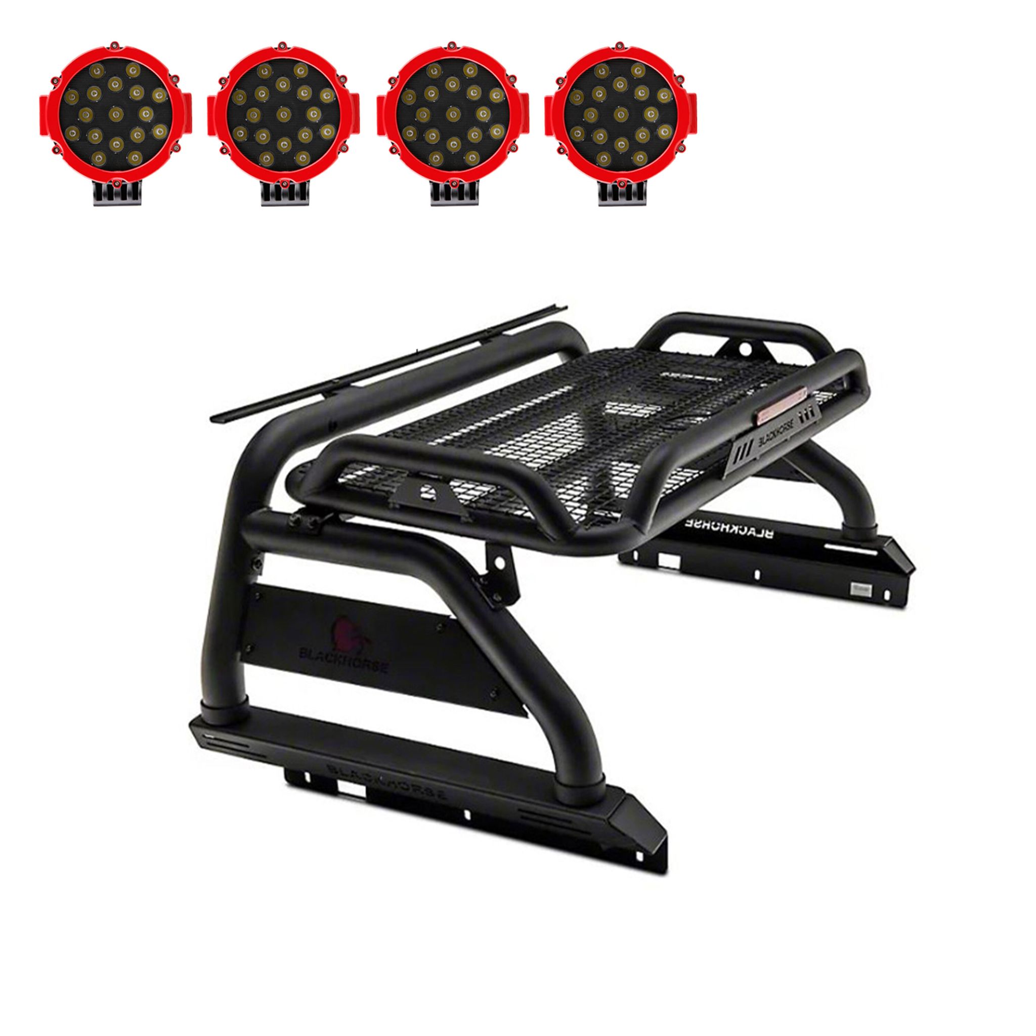 Black Horse Off Road Atlas Roll Bar Kit Black Steel ATRB7BK-PLR