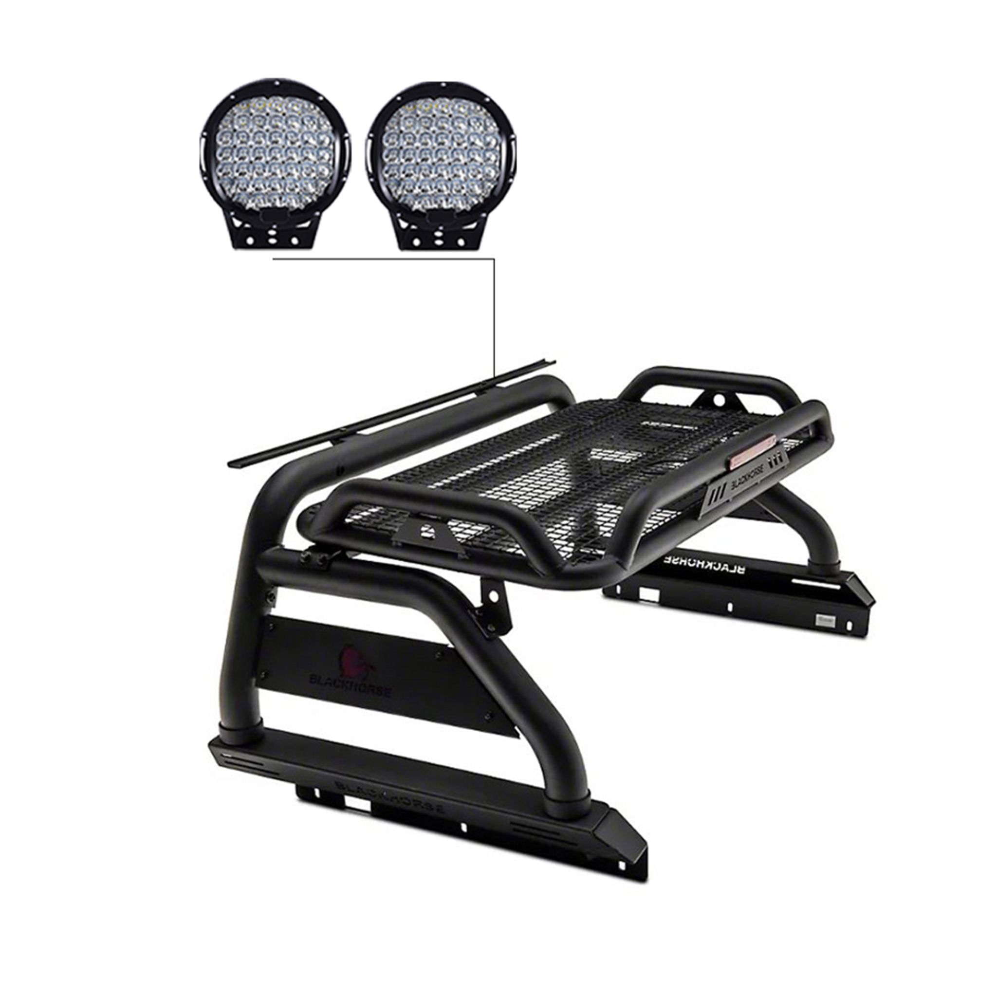 Black Horse Off Road Atlas Roll Bar Kit Black Steel ATRB9BK-PL69B