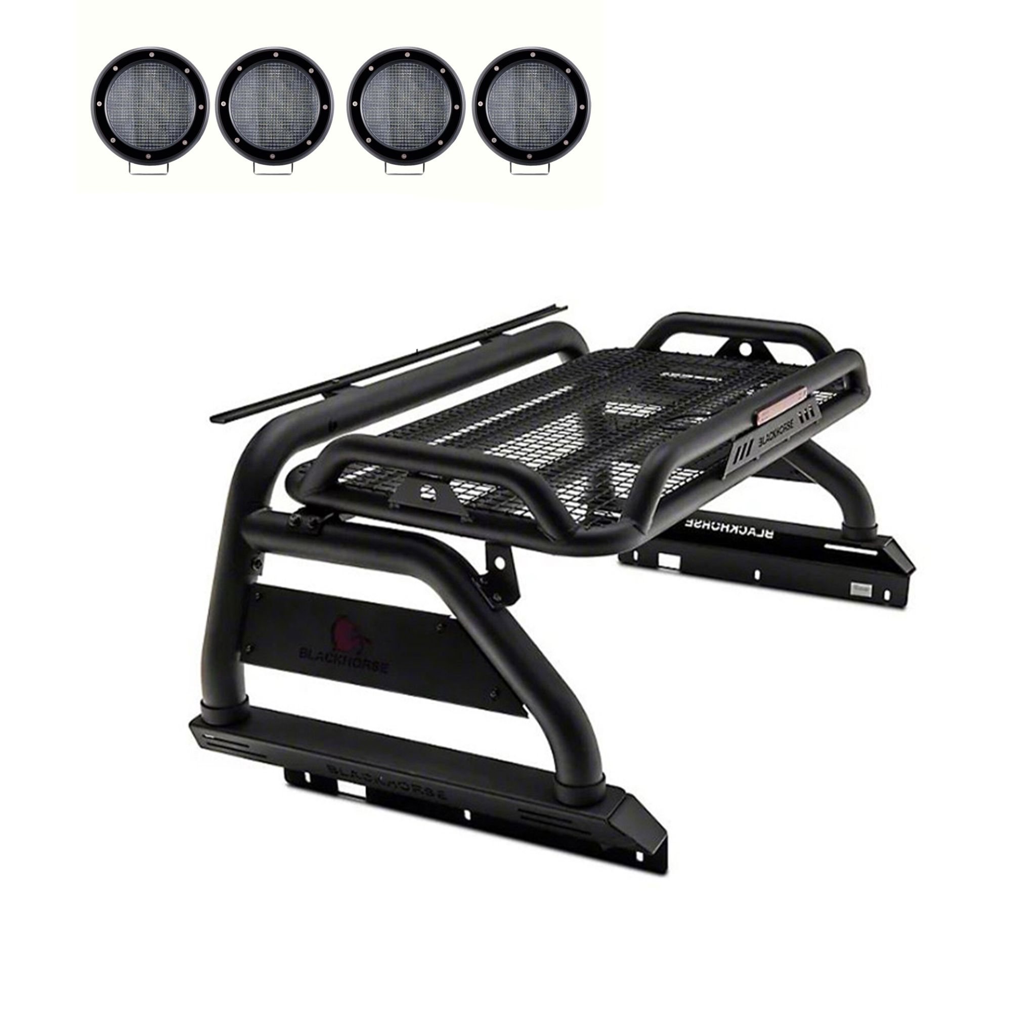Black Horse Off Road Atlas Roll Bar Kit Black Steel ATRB9BK-PLFB