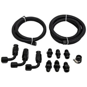 Power Steering Line Kit for Attached Reservoirs; Black Braid