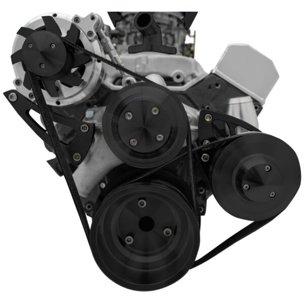 Small Block Chevy Black Ultra Serpentine Conversion System (PS/ALT)