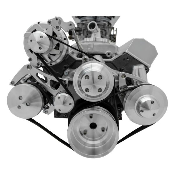 Small Block Chevy Serpentine Pulley Kit - Billet Accessories - AC & PS - 7176