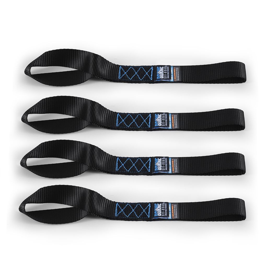 Borne Off-Road Heavy-Duty Ratchet Tie-Down Kit (4-pack), Black