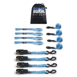 Borne Off-Road Medium-Duty Ratchet Tie-Down Kit (4-pack), Blue