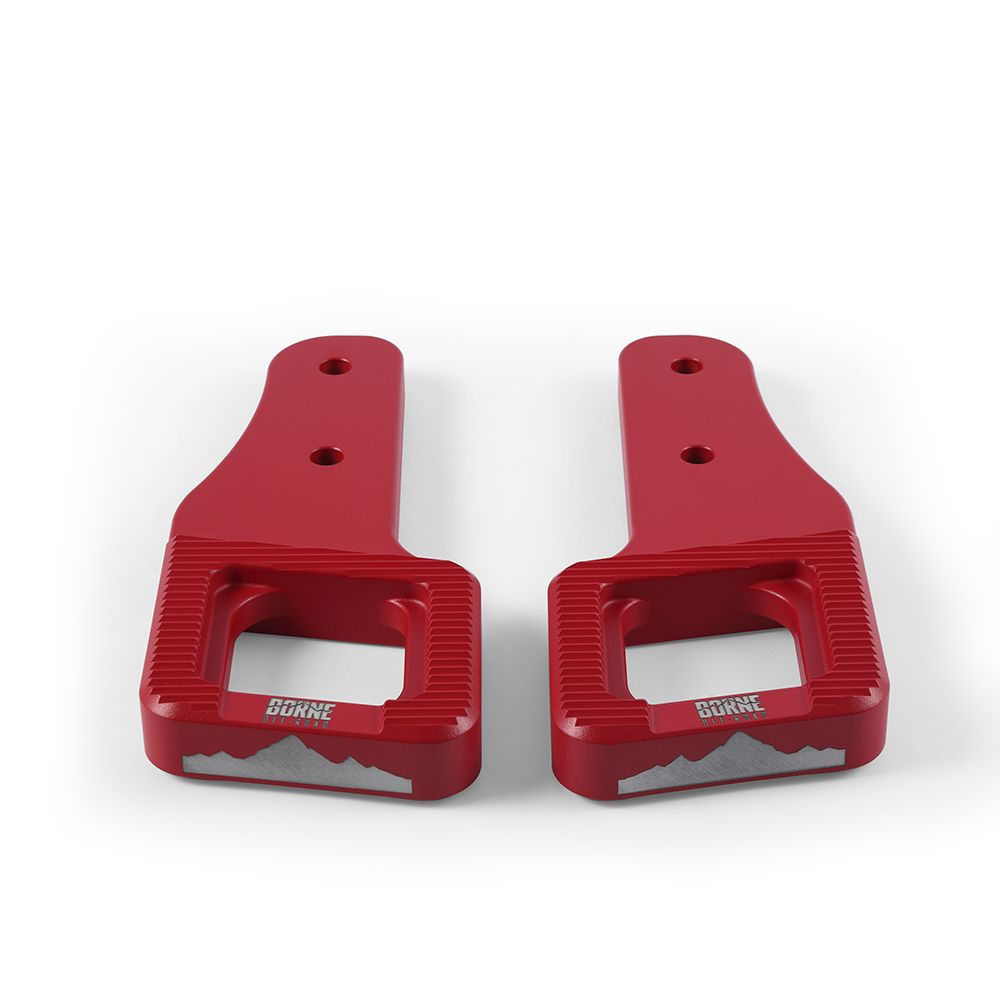 Borne Off-Road Billet Tow Hooks, fits Ford Raptor 2017+, Micro-Wrinkle Red