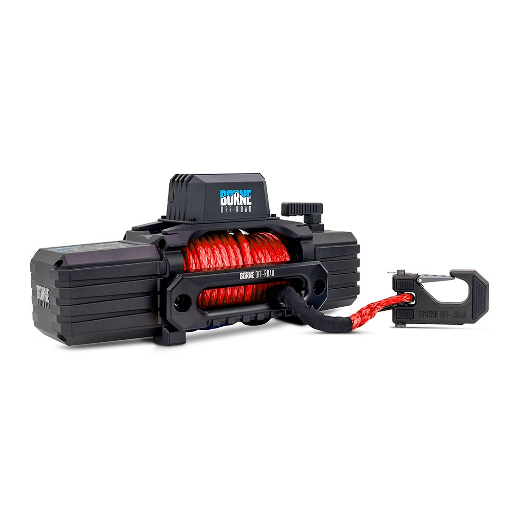 Borne Off-Road 12K Winch, Red Synthetic Rope