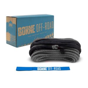 Borne Off-Road Replacement Synthetic Winch Rope, 3/8" x 85ft, Grey