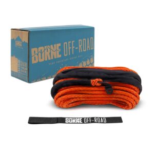 Borne Off-Road Replacement Synthetic Winch Rope, 3/8" x 85ft, Orange