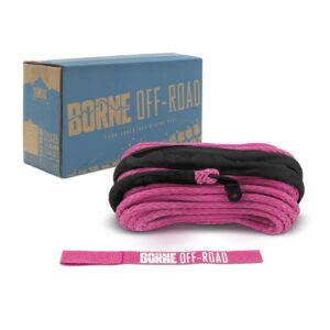Borne Off-Road Replacement Synthetic Winch Rope, 3/8" x 85ft, Pink