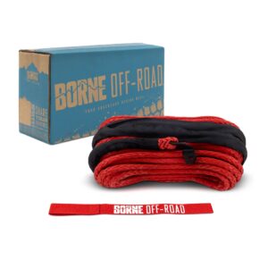Borne Off-Road Replacement Synthetic Winch Rope, 3/8" x 85ft, Red