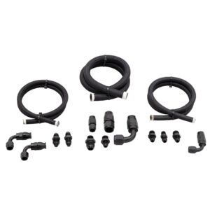 Power Steering Line Kit for Remote Reservoirs; Black Braid
