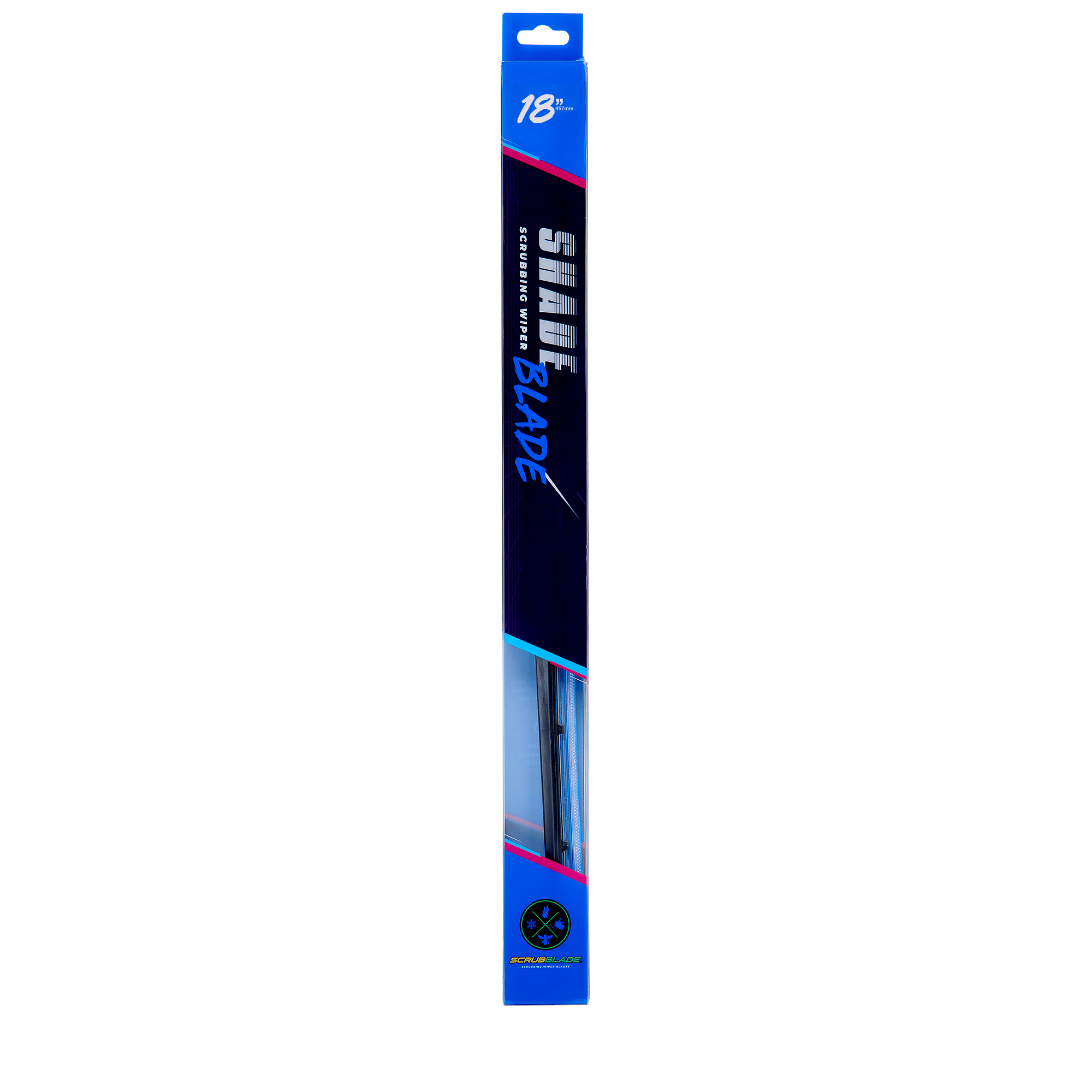 18" 450mm Blue Silicone Shadeblade Wiper Blade