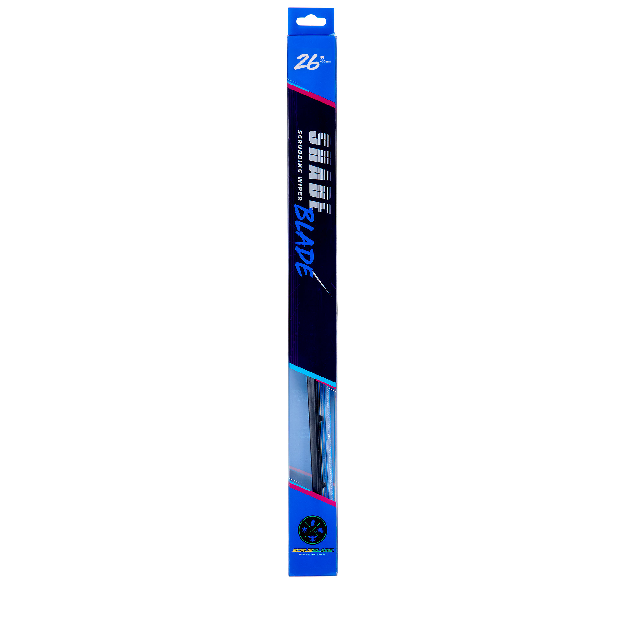 26" 650mm Blue Silicone Shadeblade Wiper Blade