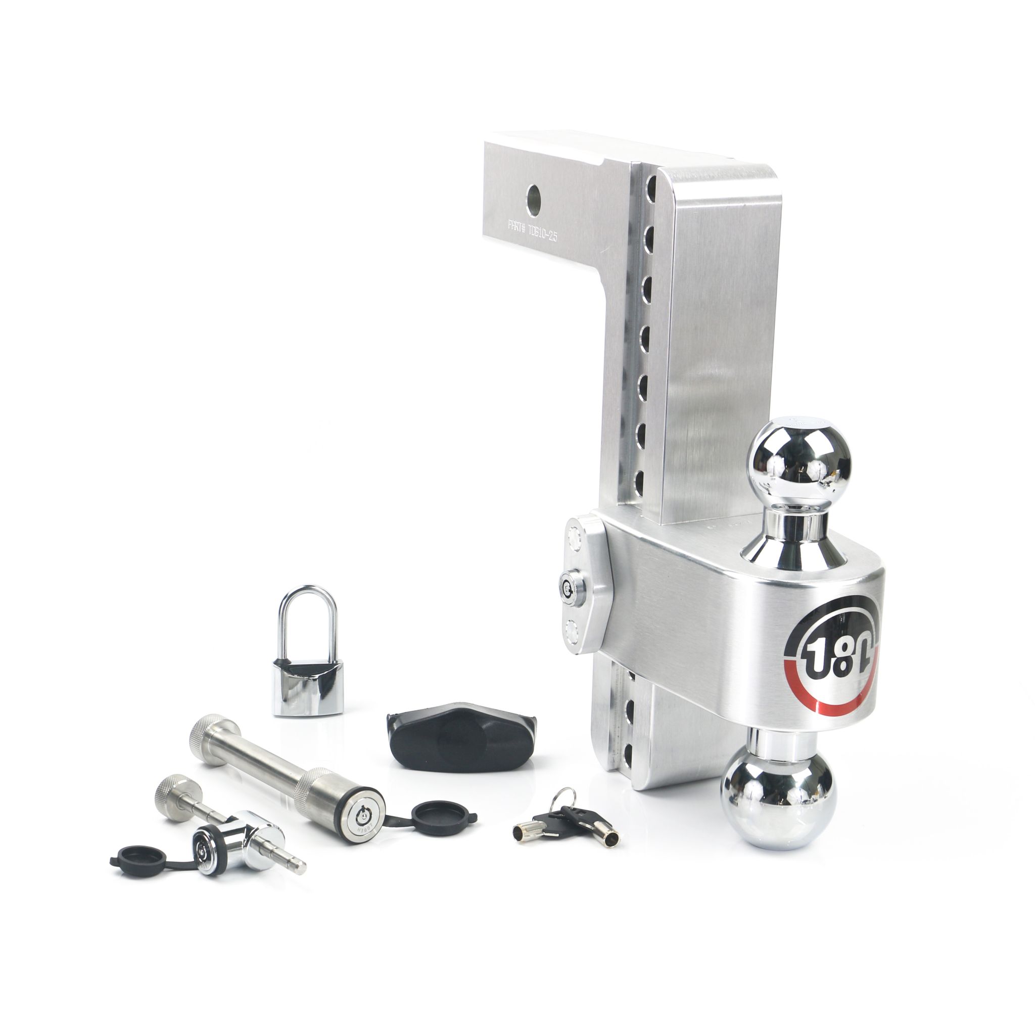 180 Hitch Chrome Ball 10" Drop Hitch with 2.5" Shank Keyed Alike WS05, WS11, WS12 Included