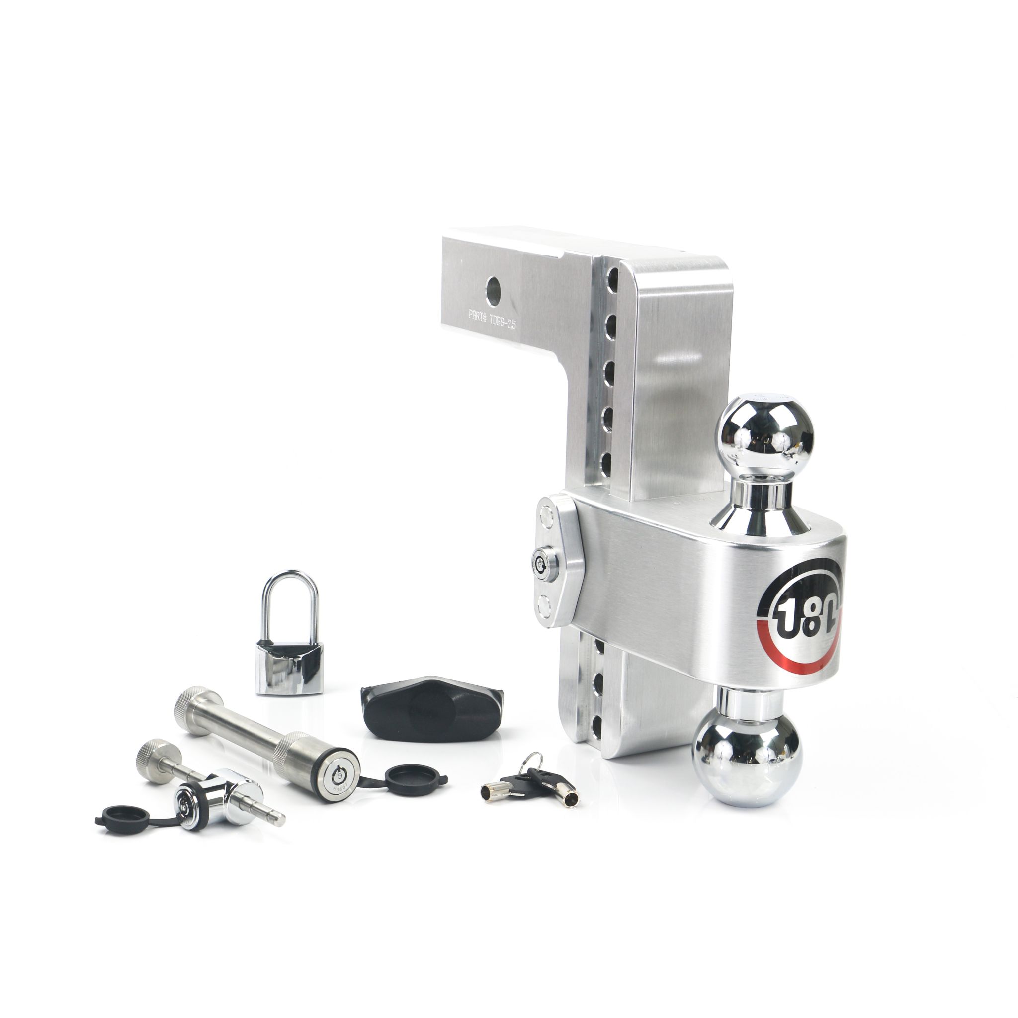 180 Hitch Chrome Ball 8" Drop Hitch with 2.5" Shank Keyed Alike WS05, WS11, WS12 Included