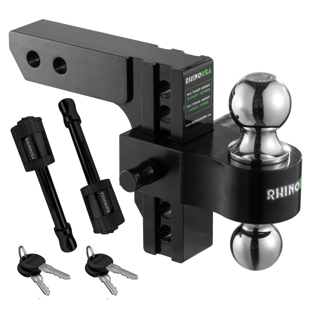 RHINO USA 6IN HEAVY DUTY DROP HITCH - 2IN (BLACK)