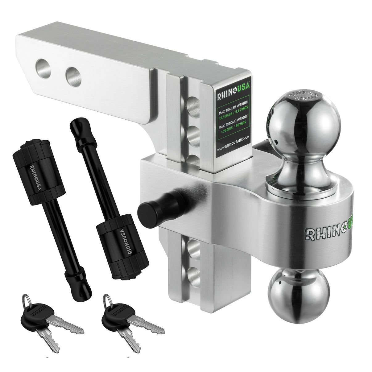 RHINO USA 6IN HEAVY DUTY DROP HITCH - 2IN (SILVER)