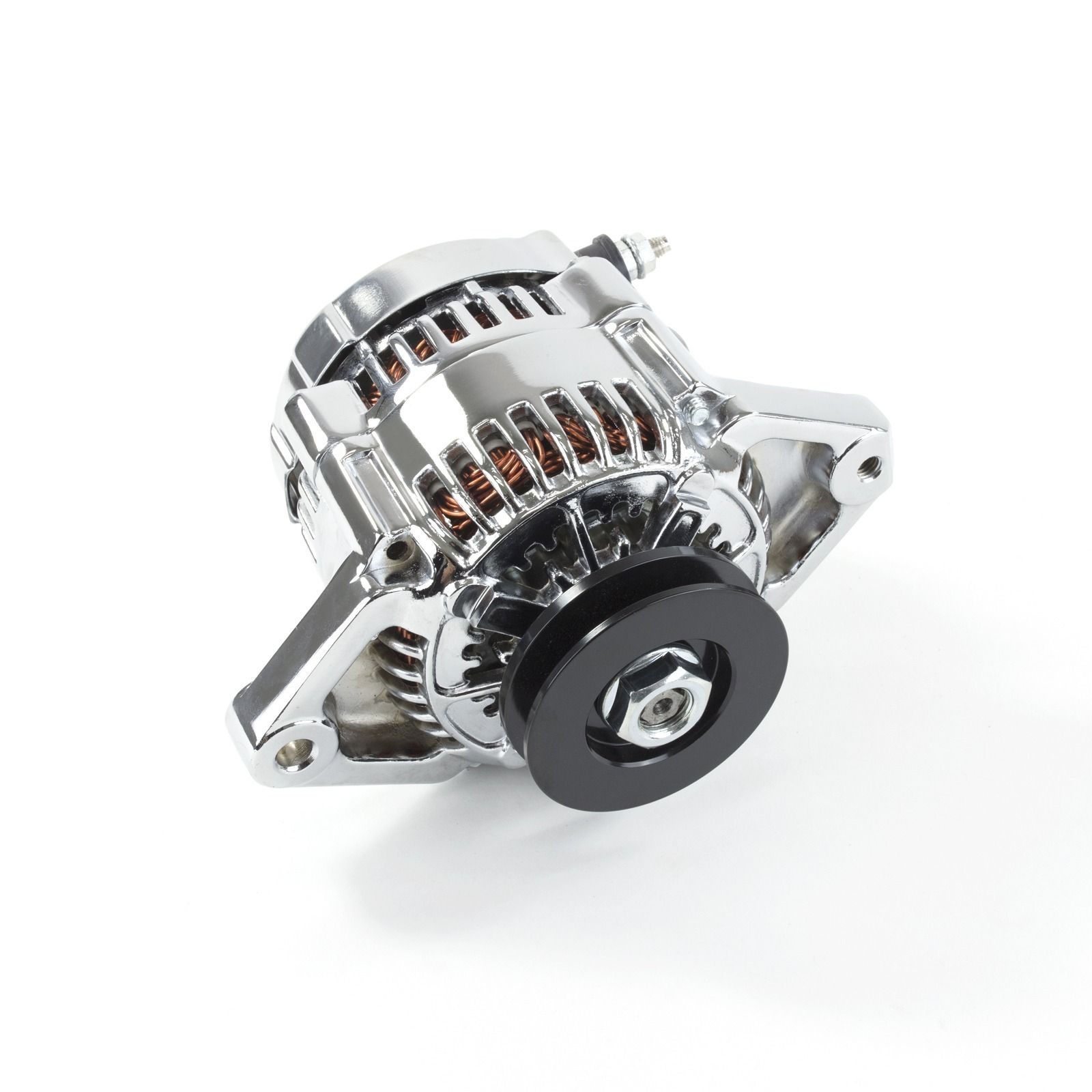 TSP Alternator; Mini Denso Style Race Serpentine 90 Amps; Chrome
