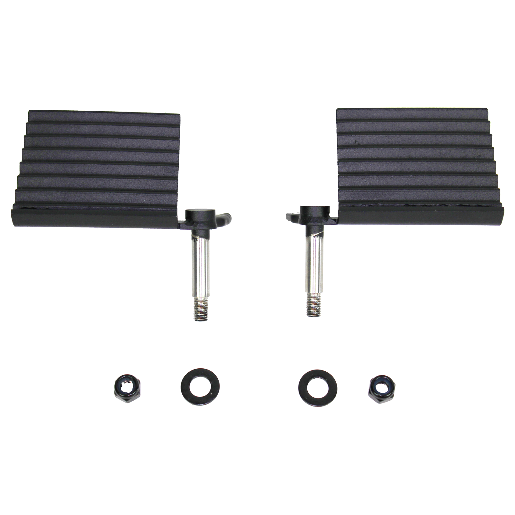 Black powder coated, Made from steel, Sold as pair