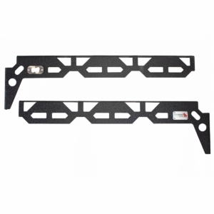 Black textured powder coat, 10-Gauge steel, Stainless Steel hardware