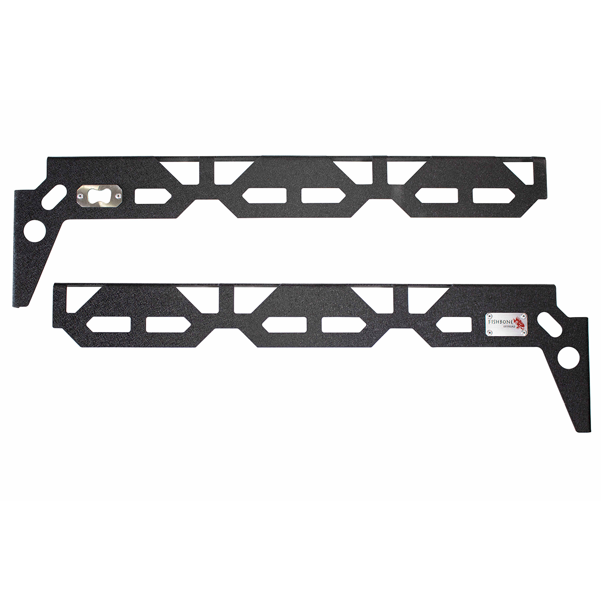 Black textured powder coat, 10-Gauge steel, Stainless Steel hardware