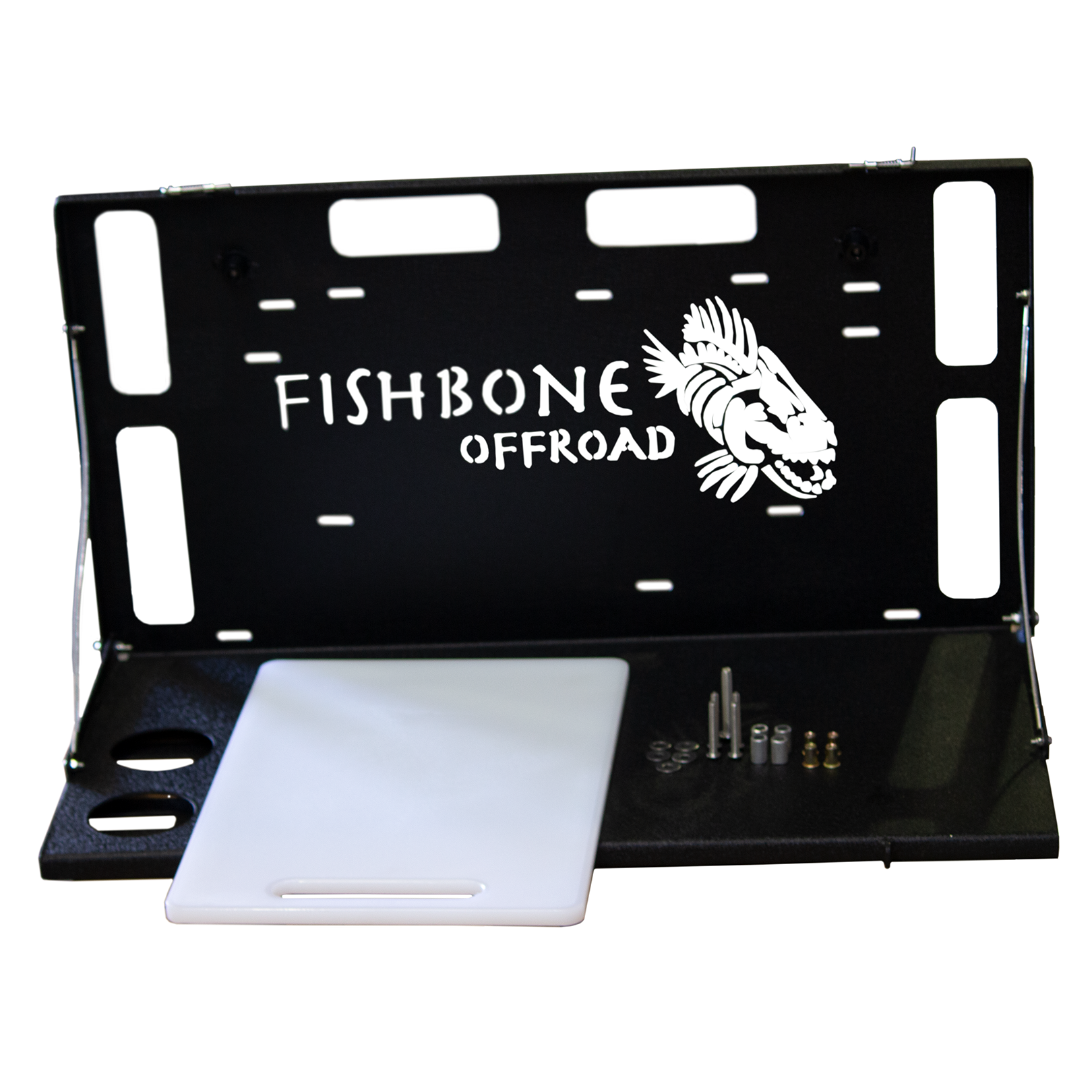 Black textured powder coat, 10-Gauge steel, Stainless Steel hardware