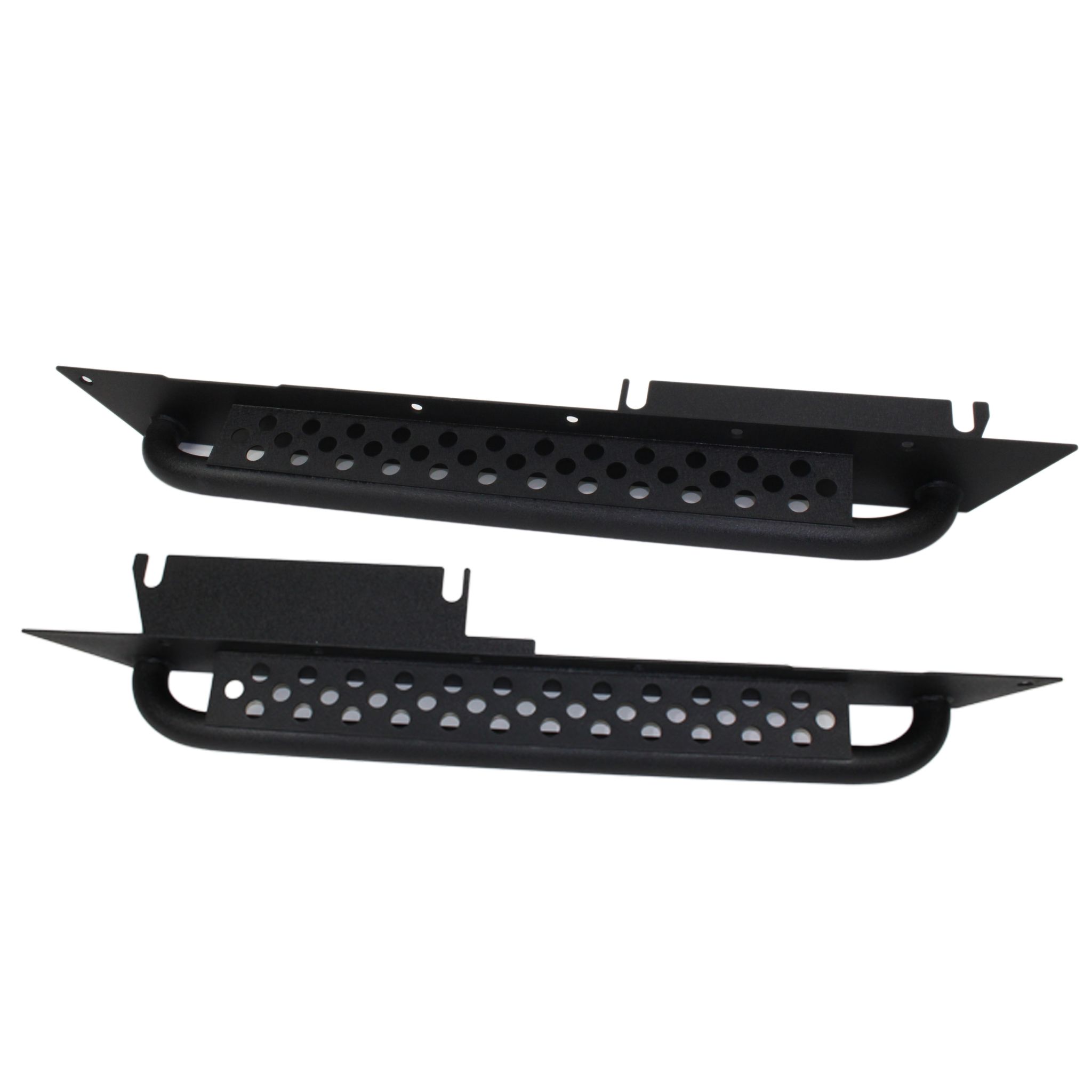 Black textured powder coat, 3/16in. steel, Stainless steel countersunk hardware, 2in. diameter, .120 wall tubing