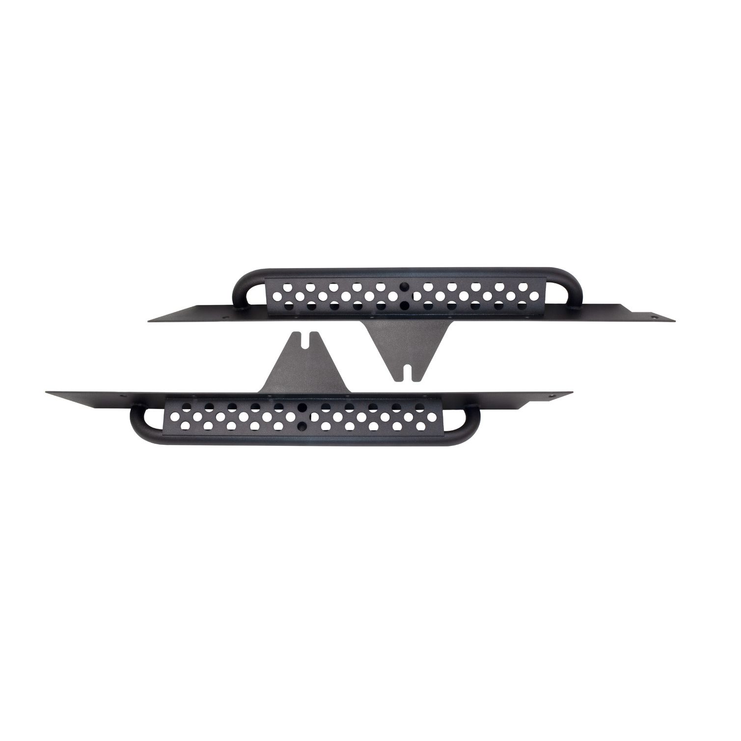 Black textured powder coat, 3/16 in. steel, 2in. Diameter, .120 wall tubing, Stainless steel hardware