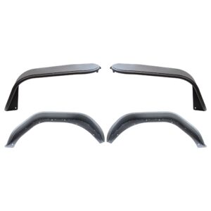 2-Door, 4-Door, Black textured powder coat, Steel, Stainless steel hardware, Set of 2
