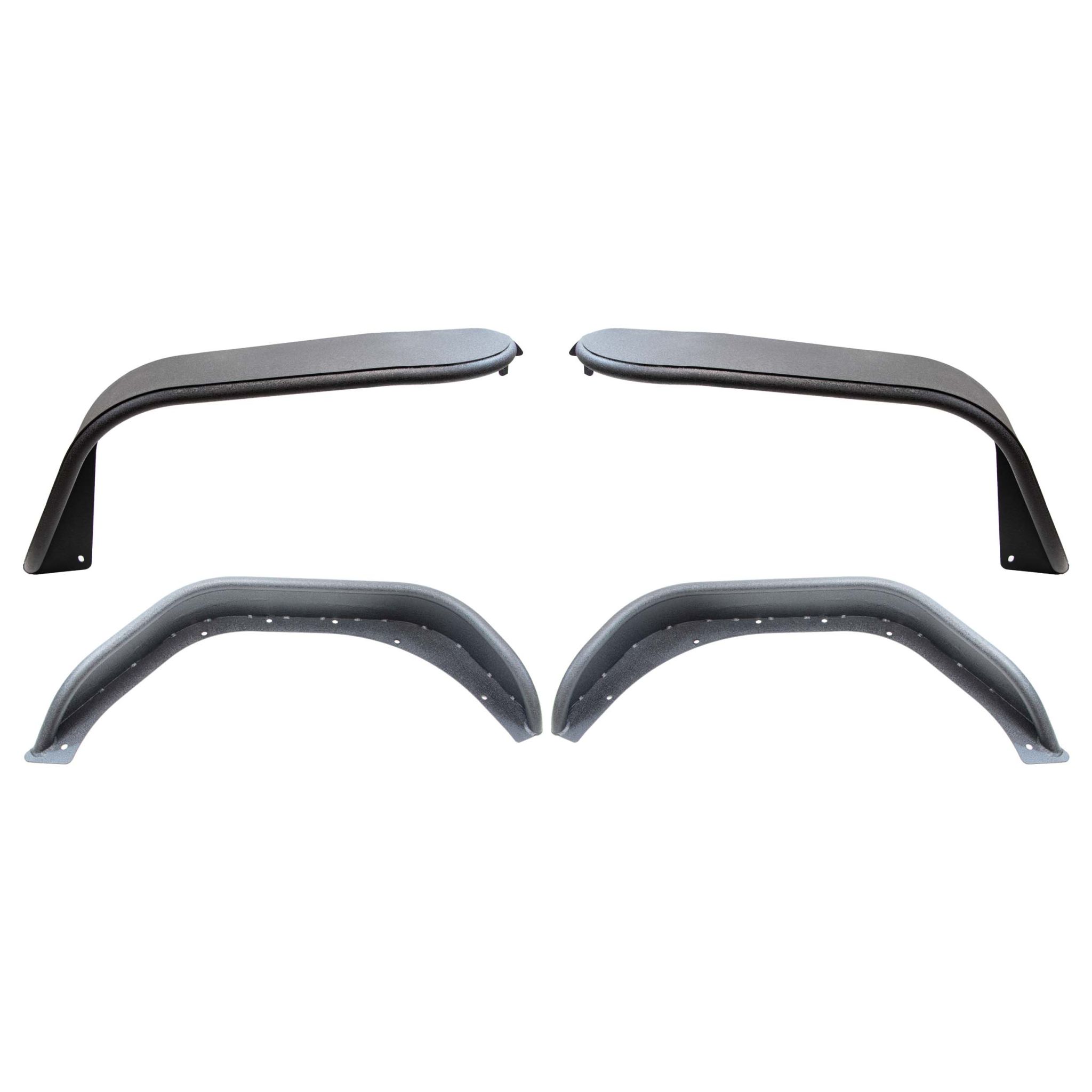 2-Door, 4-Door, Black textured powder coat, Steel, Stainless steel hardware, Set of 2