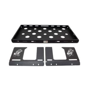 Black textured powder coat, 11-Gauge steel, Includes mounting hardware, Usable rack space is 34-1/4in. x 19-3/16in.