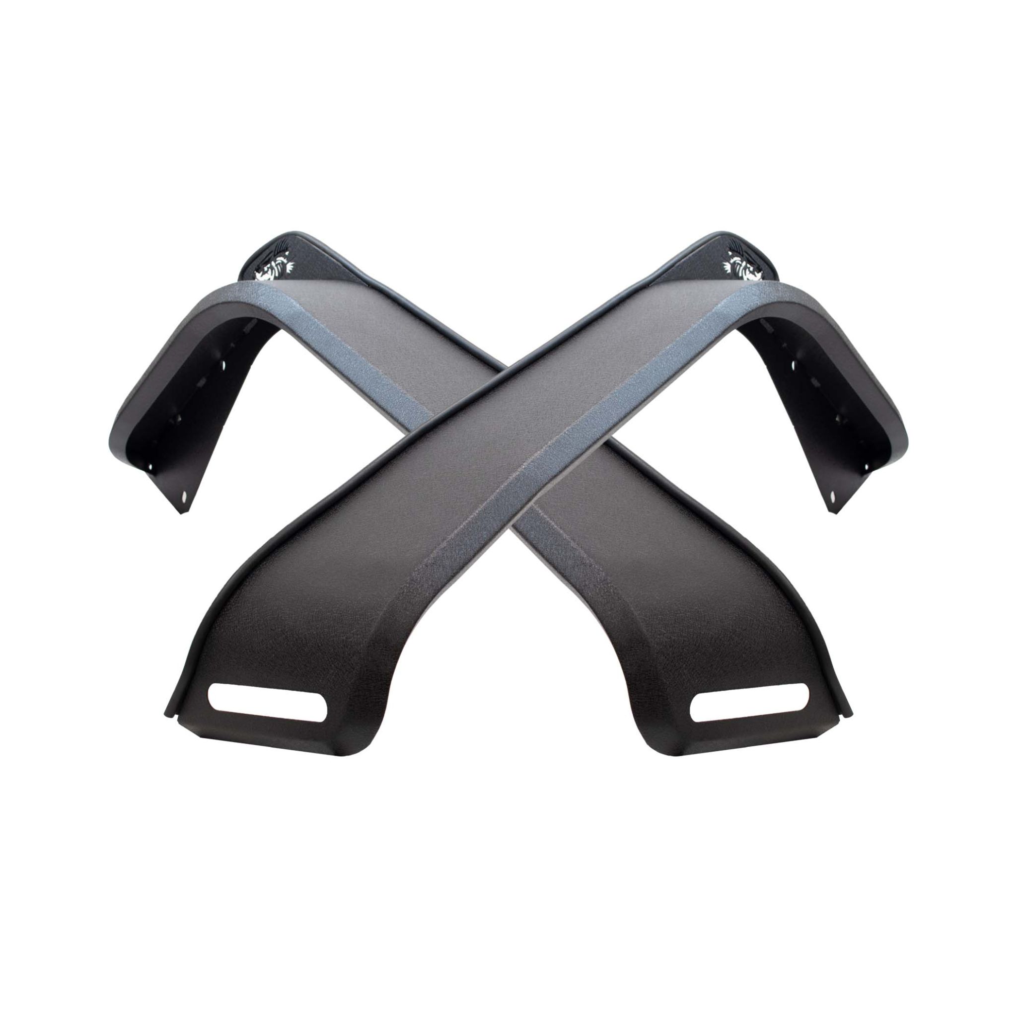 Textured black powder coat, Aluminum, Stainless steel hardware, Set of 2 (Rear)