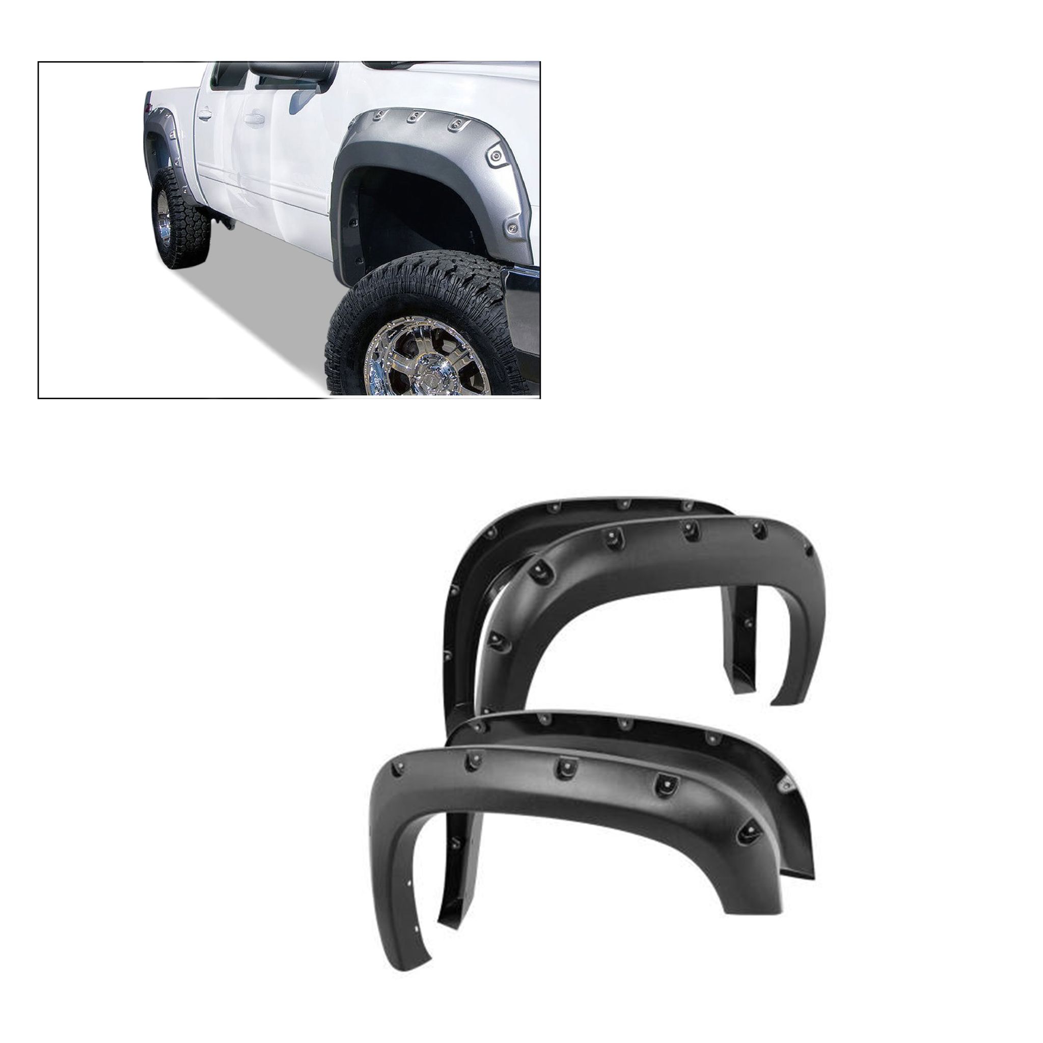 Black Horse Off Road Fender Flares Black TPO FF-GMSIE-SM-PKT-07