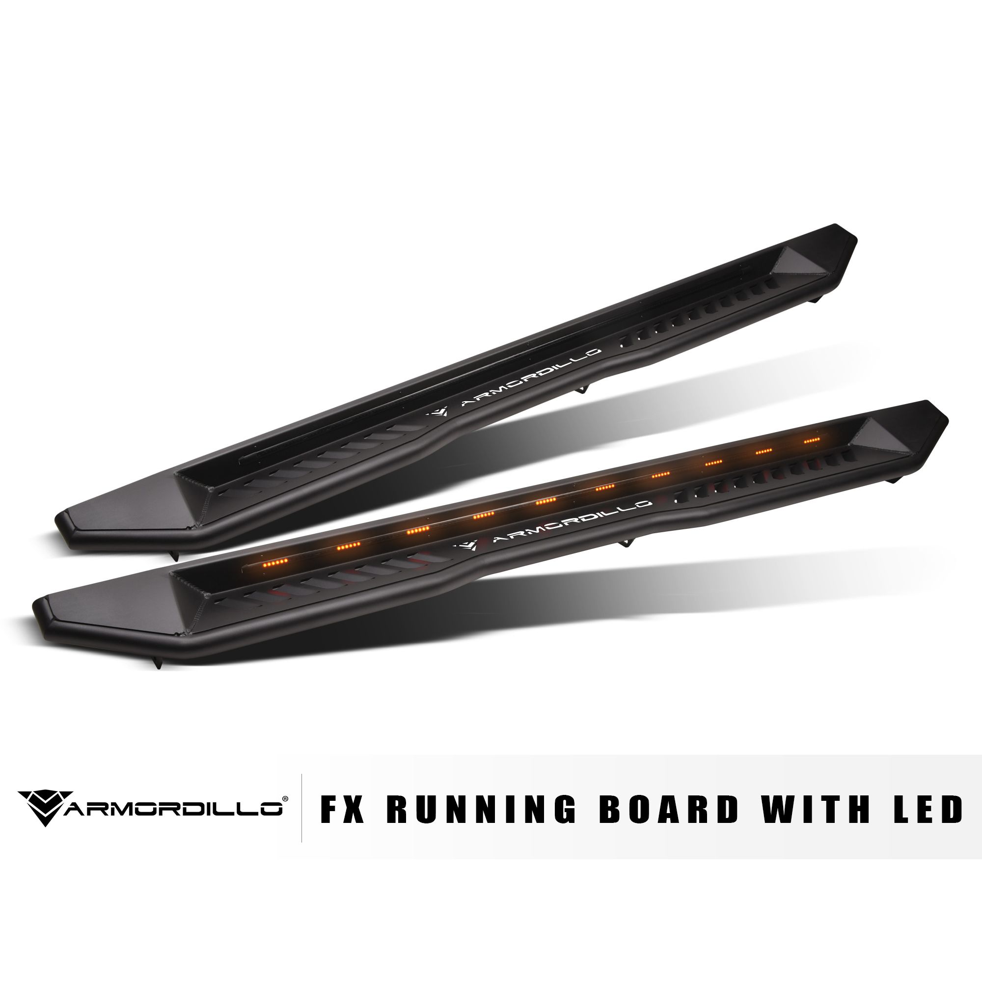 Armordillo 2007-2018 Chevrolet Silverado/GMC Sierra 1500/2500/3500 Crew Cab FX Running Board w/ LED - Matte Black