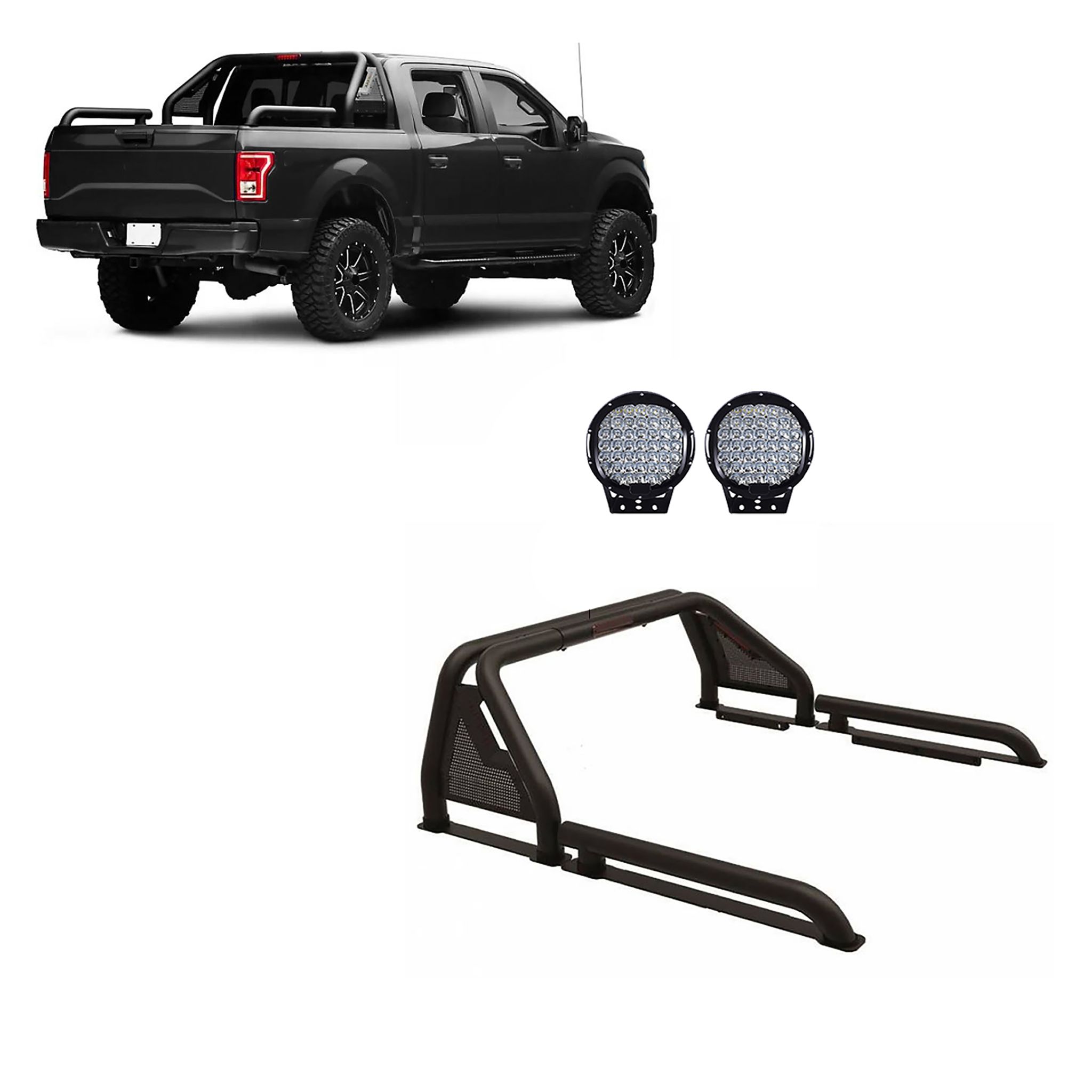 Black Horse Off Road Gladiator Roll Bar Kit Black Steel GLRB-01B-PL69B