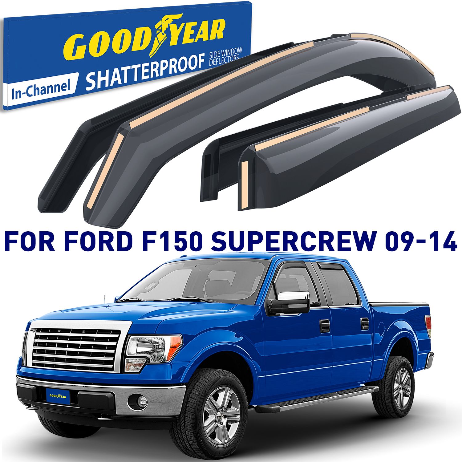 GOODYEAR In-Channel Window Deflectors Shatterproof