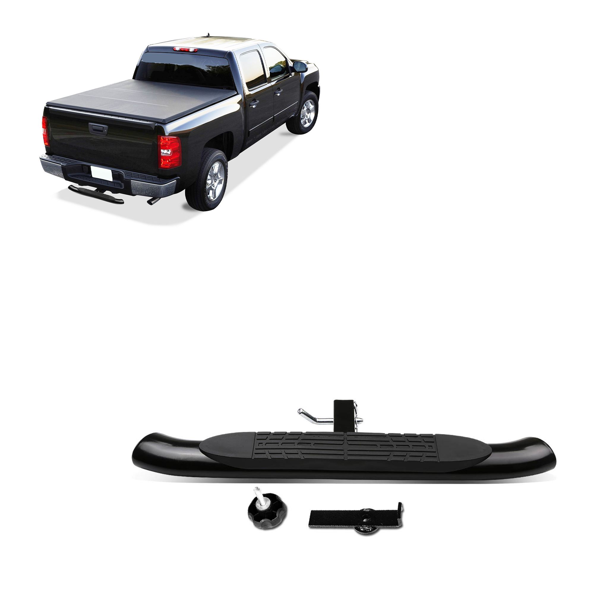 Black Horse Off Road Rear Hitch Step Black Steel HS36OVA