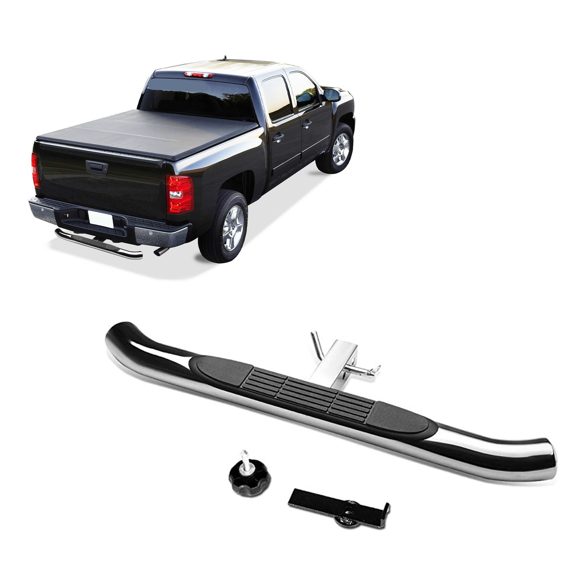 Black Horse Off Road Rear Hitch Step Stainless Steel Stainless Steel HS36RS