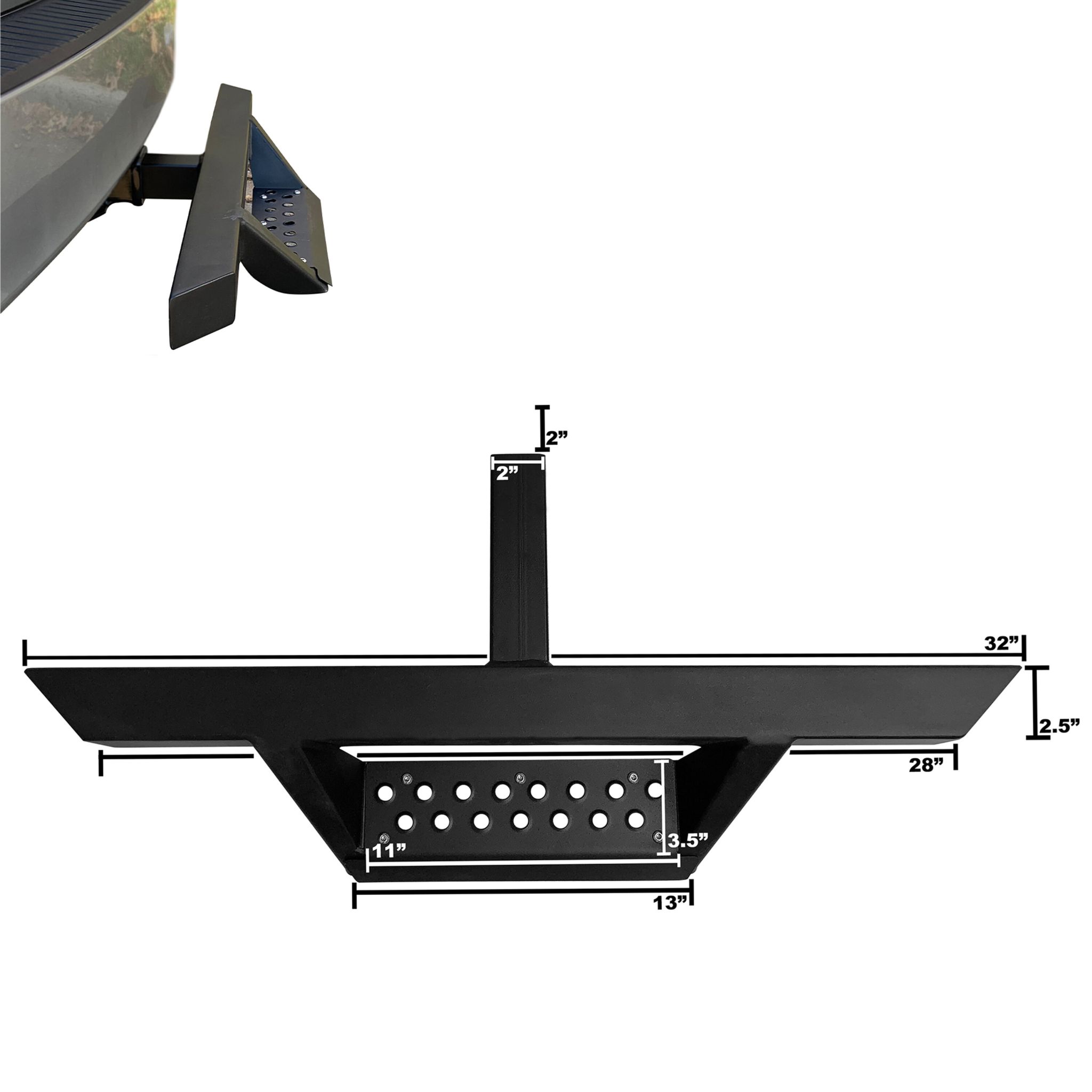 Black Horse Off Road Impact Hitch Step Black Steel IM-HSB