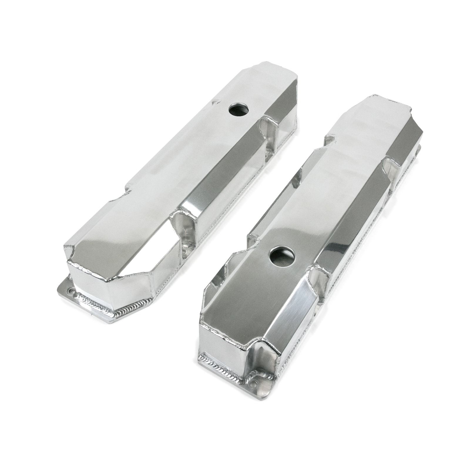 TSP Valve Covers; Fab. Alum.; Short Bolt wthout Holes Ford FE; Clear Anodized