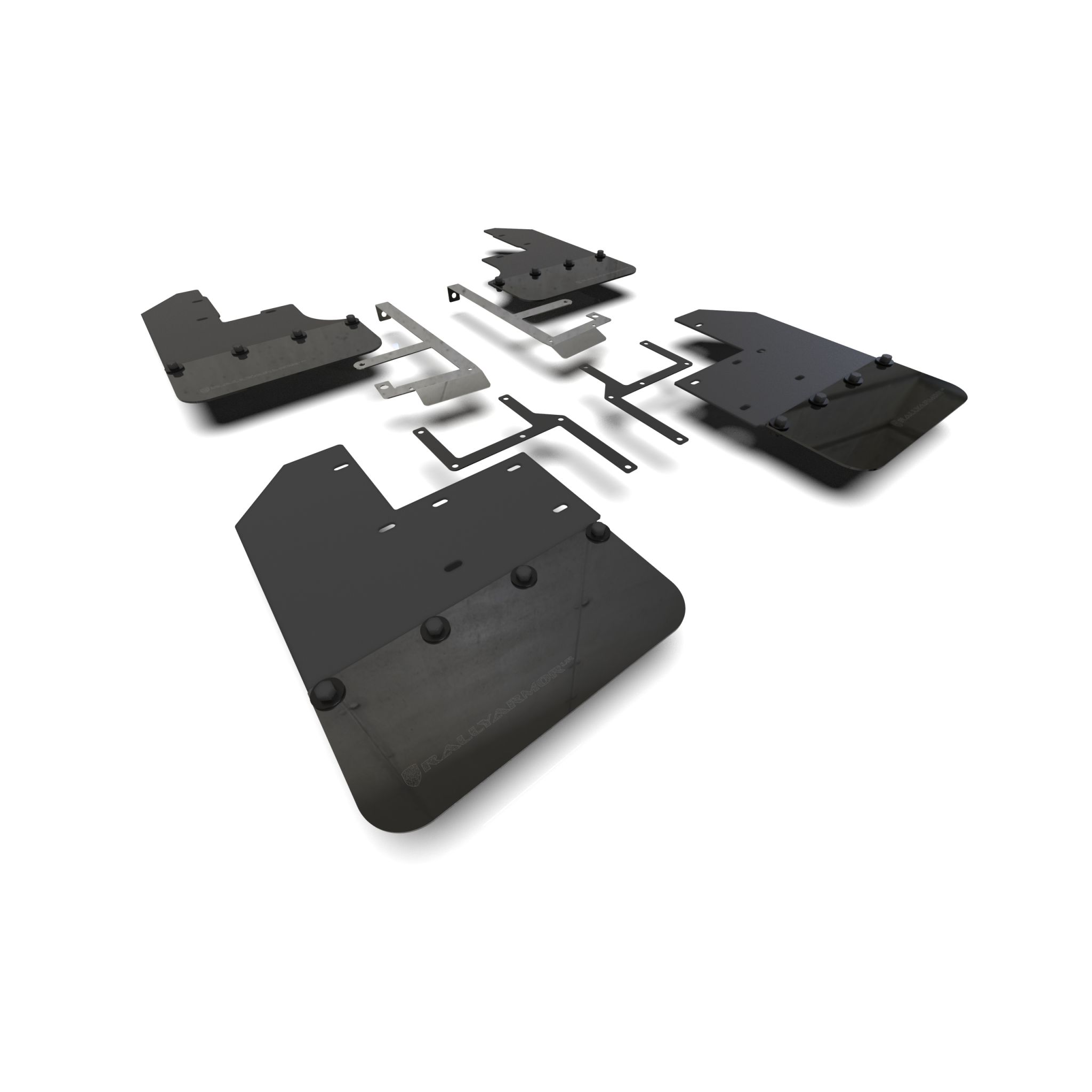 Rally Armor MF104-BLK-MBK - 2019-25 Jeep JT Gladiator Mojave, Rubicon  - Black Mud Flap/Metallic Black Logo