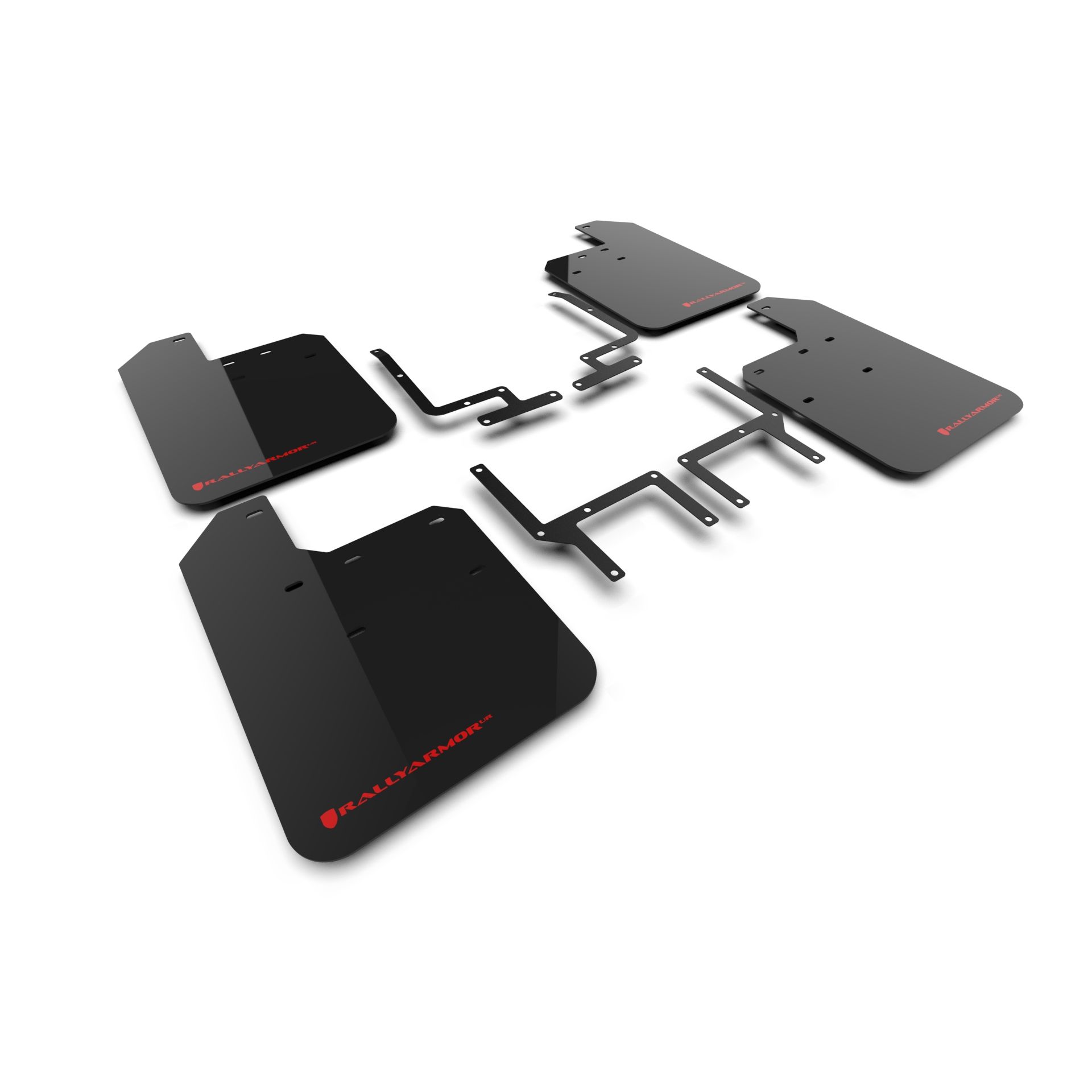 Rally Armor MF124-UR-BLK-RD - 2018-25 Jeep Wrangler Rubicon - Black Mud Flap/Red Logo